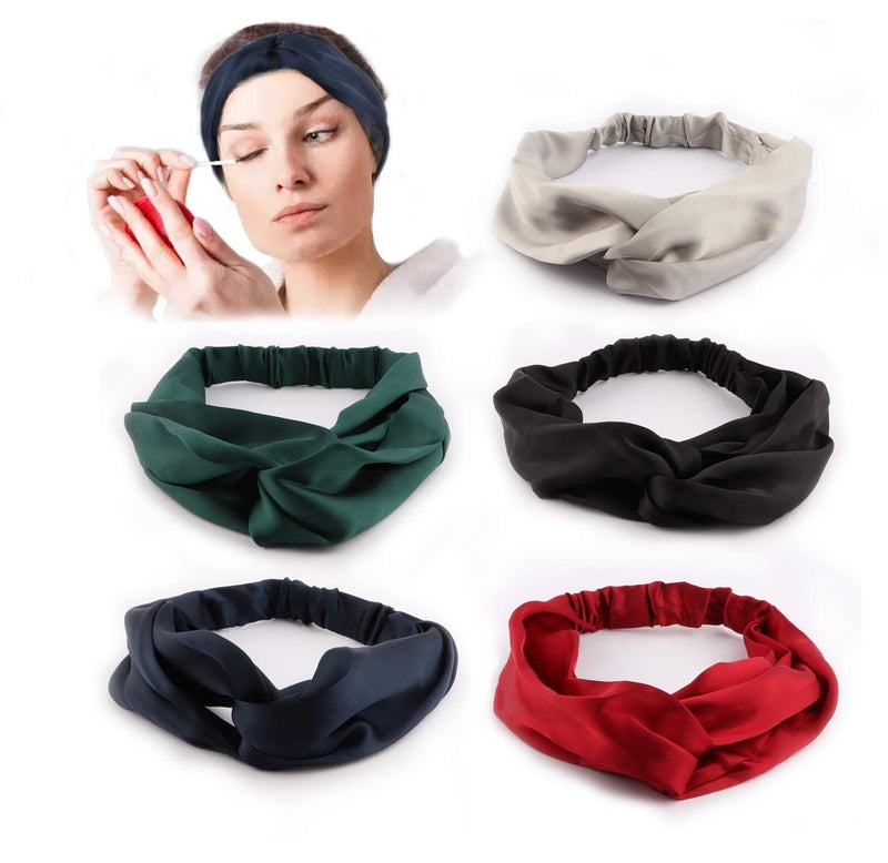 driew Satin Headband, Silk Headbands for Women Pack of 5 - Image 4